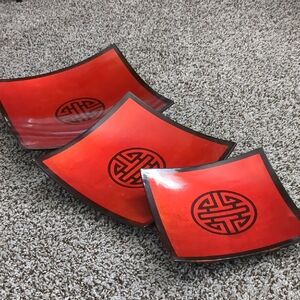 Vie Namese Lacquerware Decorative Plates - Set of 3